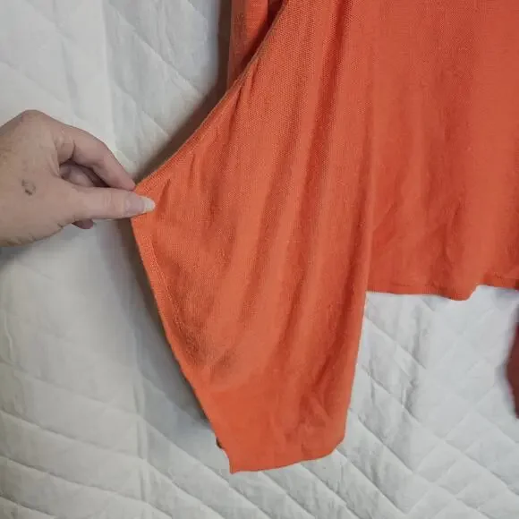 J Jill Linen Blend Cardigan Sweater Open Front Coral Orange Long Size Small 4-6 - Picture 2 of 7